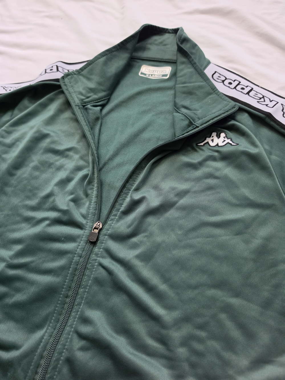 Kappa Track Jacket Mens XL Green Logo Tape Full Zip